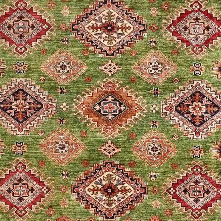 Pear Green Super Fine Shirvan Rug (375 x 251)cm, pear green shirvan rug, close-up detail 2