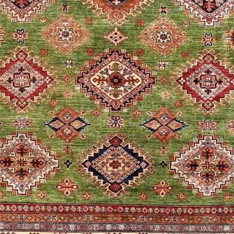 Pear Green Super Fine Shirvan Rug (375 x 251)cm, pear green shirvan rug, close-up detail 3