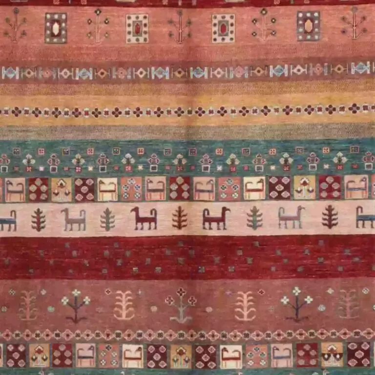 Gabbeh Rug - 369 x 275, red afghan gabbeh rug, close-up detail 2