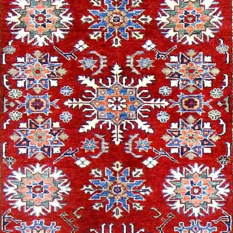 Super Kazak Rug - 200 x 152, red afghan kazak rug, close-up detail 2