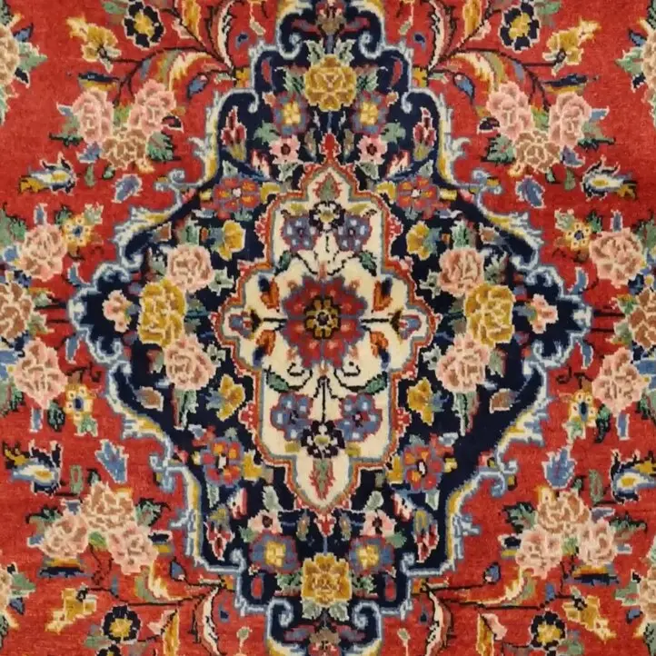 Antique Malayer Rug, Fine Lamb Wool, Double Hand Knotted, Veg Dye Iran (182 x 110)cm, red antique malayer rug, close-up detail 2