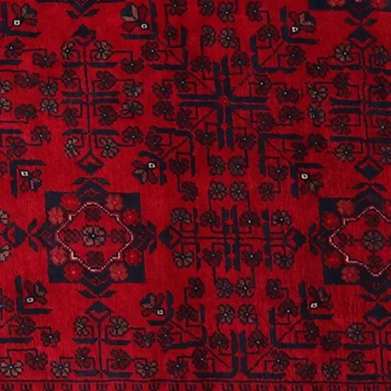 Beljick Rug - 221 x 168, red beljick afghan rug, close-up detail 2