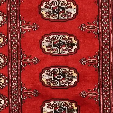 Trible Candy Red Bokhara Runner NZ Handspun Wool (479 x 79)cm, red bokhara tribal runner, close-up detail 3