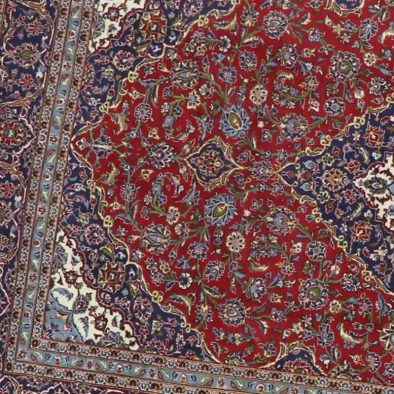 Kashan Sahara Rug - 345 x 245, red kashan sahara rug, close-up detail 1