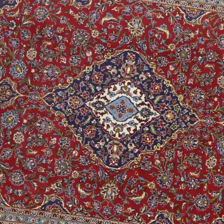 Kashan Sahara Rug - 345 x 245, red kashan sahara rug, close-up detail 2