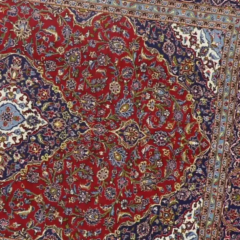 Kashan Sahara Rug - 345 x 245, red kashan sahara rug, close-up detail 3