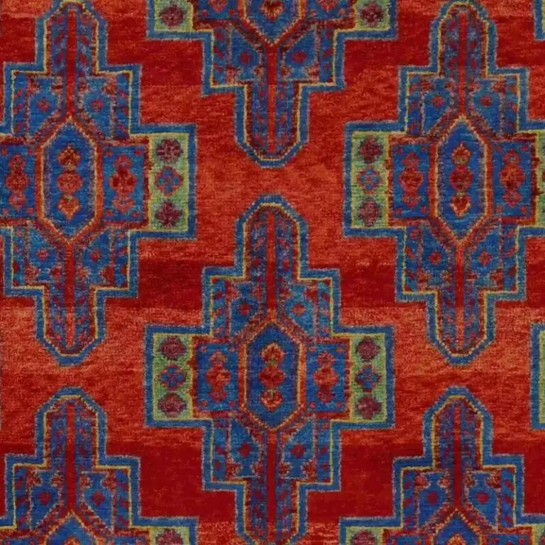 Abshari Rug - 245 x 172, red medallion abshari rug, close-up detail 1