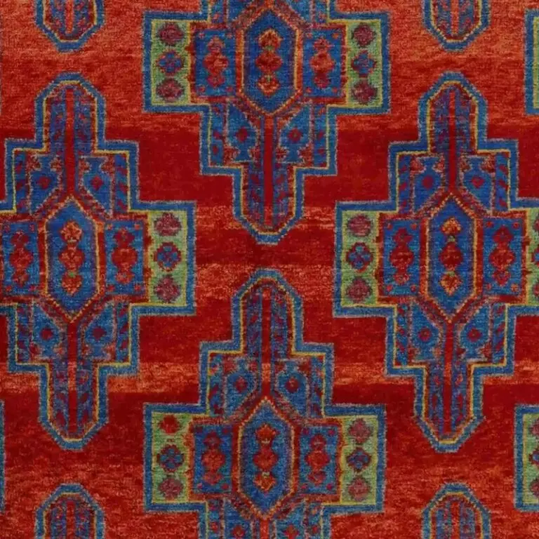 Abshari Rug - 245 x 172, red medallion abshari rug, close-up detail 2