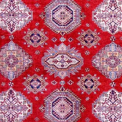 Super Kazak Rug - 309 x 249, red medallion kazak rug, close-up detail 2