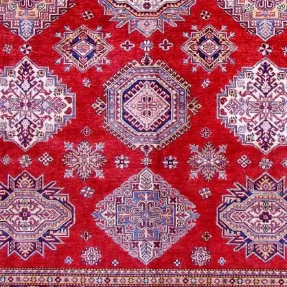 Super Kazak Rug - 309 x 249, red medallion kazak rug, close-up detail 3