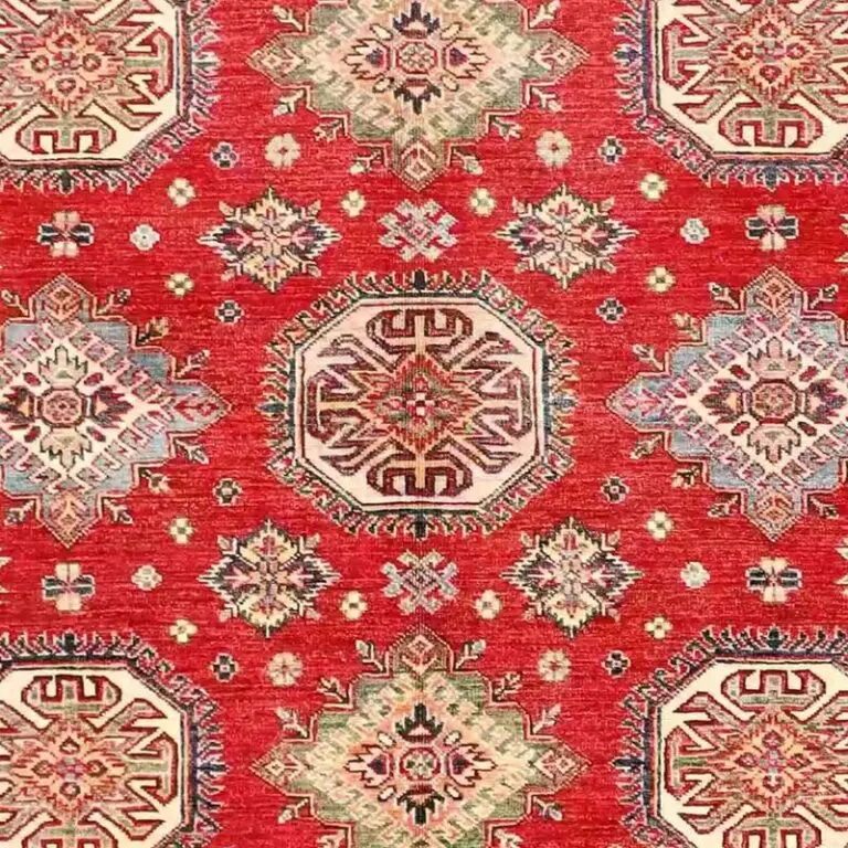 Super Kazak Rug - 242 x 169, red sarasar super kazak rug, close-up detail 2