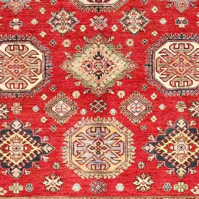 Super Kazak Rug - 242 x 169, red sarasar super kazak rug, close-up detail 3