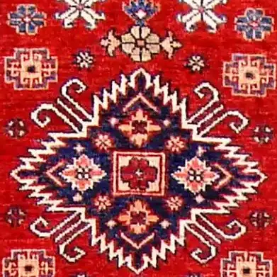 Red Super Fine Shirvan Runner, Double Hand Knotted, Soft Gazney Wool, Veg Dye, Afghan (225 x 73)cm, red shirvan runner, close-up detail 1