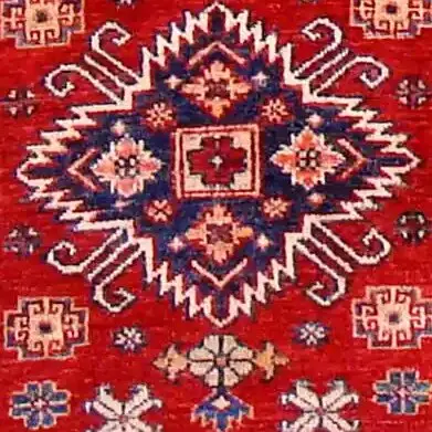 Red Super Fine Shirvan Runner, Double Hand Knotted, Soft Gazney Wool, Veg Dye, Afghan (225 x 73)cm, red shirvan runner, close-up detail 3