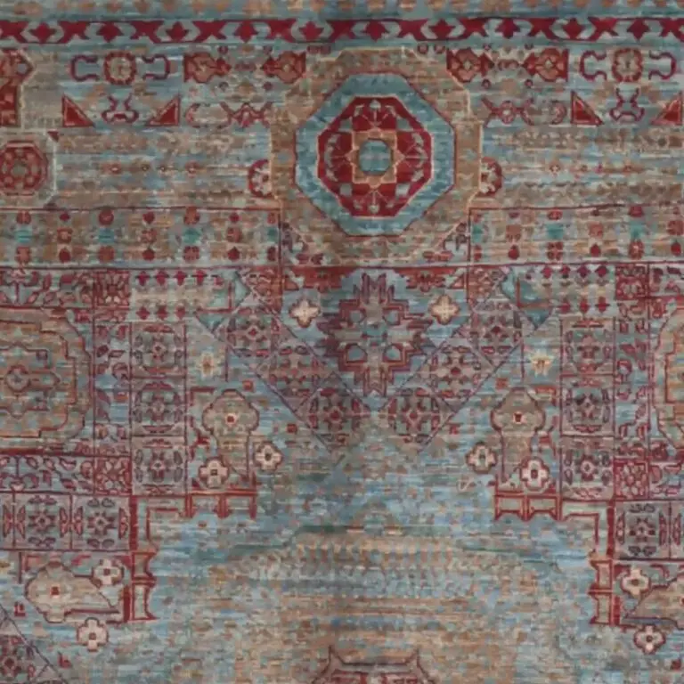 Pomegranate Red Specked Latest Afghan Design Rug Super Fine NZ Wool Veg Dye (203 x 155)cm, red specked afghan rug, close-up detail 1