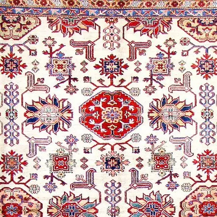 Super Kazak Fine Double hand Knotted Rug Veg Dye Afghan (306 x 242)cm, red super fine kazak rug, close-up detail 1