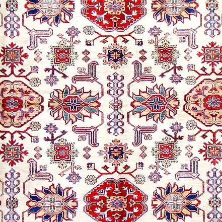 Super Kazak Fine Double hand Knotted Rug Veg Dye Afghan (306 x 242)cm, red super fine kazak rug, close-up detail 2