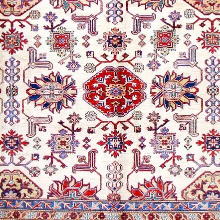 Super Kazak Fine Double hand Knotted Rug Veg Dye Afghan (306 x 242)cm, red super fine kazak rug, close-up detail 3