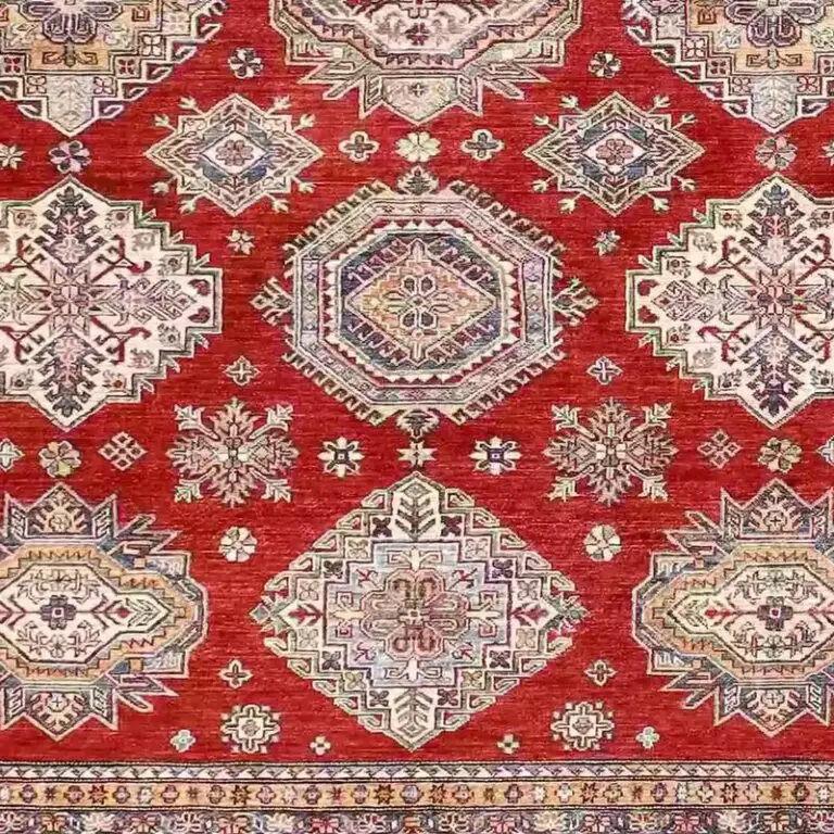 Super Kazak Rug - 307 x 248, red super kazak rug, close-up detail 3