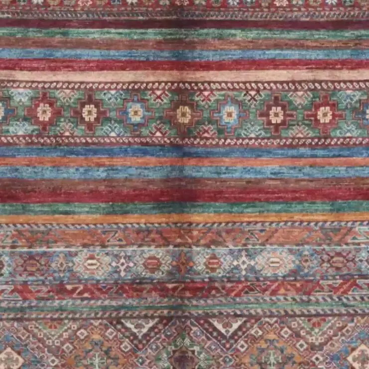 Khorjin Rug - 261 x 164, red symmetrical khorjin rug, close-up detail 3