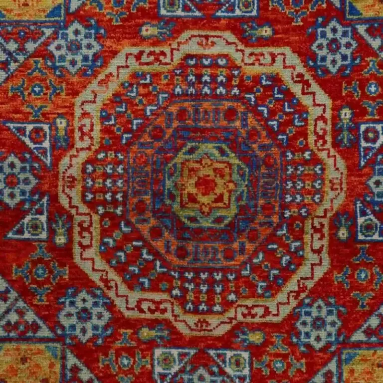 Abshari Rug - 231 x 163, red traditional abshari rug, close-up detail 2