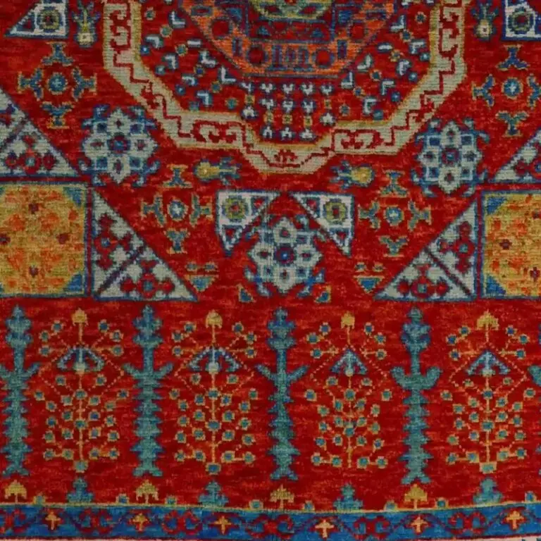 Abshari Rug - 231 x 163, red traditional abshari rug, close-up detail 3