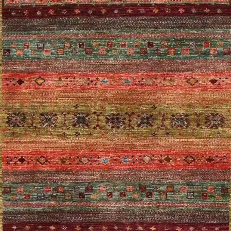 Gabbeh Rug - 223 x 175, red tribal afghan gabbeh rug, close-up detail 2