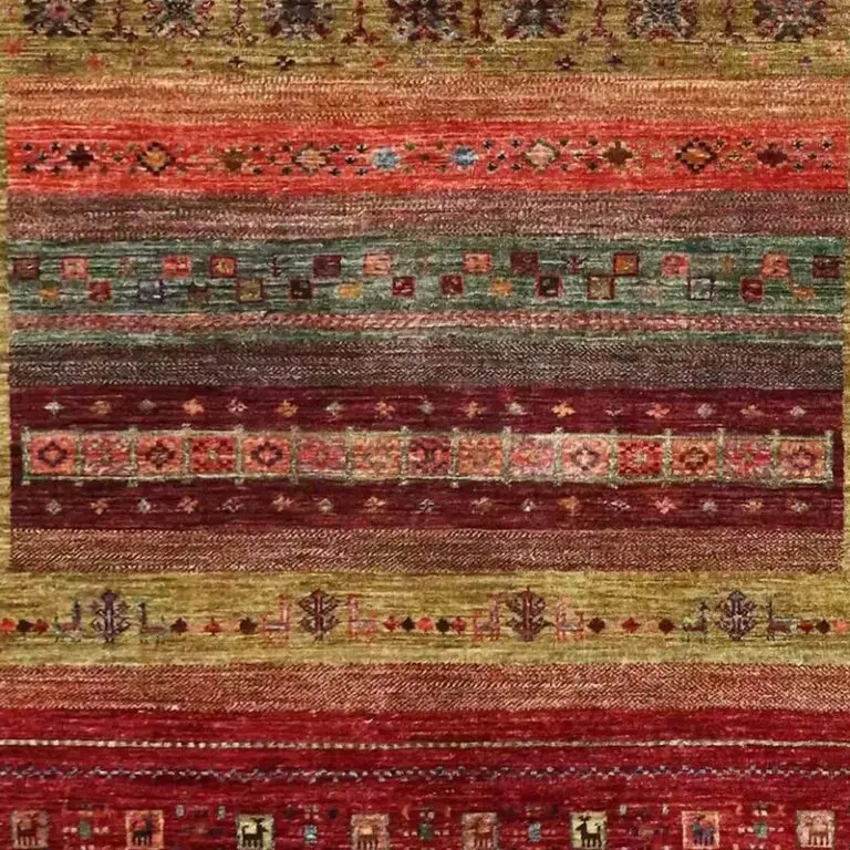 Gabbeh Rug - 223 x 175, red tribal afghan gabbeh rug, close-up detail 3