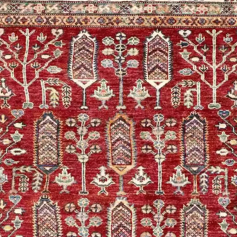 Super Kazak Rug 193 x 151, red wine kazak rug, close-up detail 1