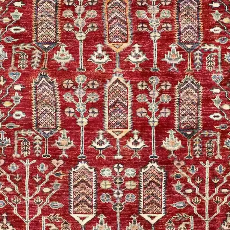 Super Kazak Rug 193 x 151, red wine kazak rug, close-up detail 2