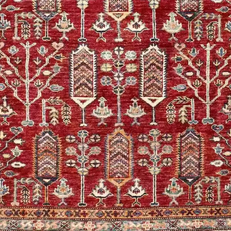 Super Kazak Rug 193 x 151, red wine kazak rug, close-up detail 3