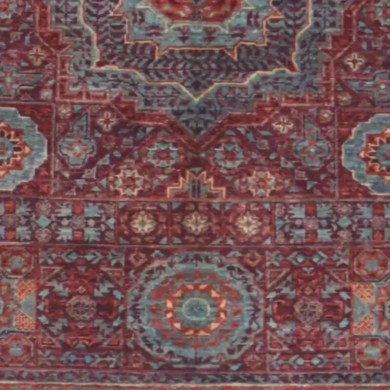 Mamluk Rug - 170 x 120, red wine mamluk rug, close-up detail 3