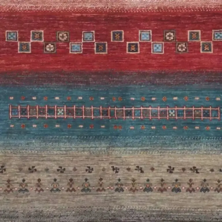 Gabbeh Rug - 238 x 169, red wine tribal gabbeh rug, close-up detail 3
