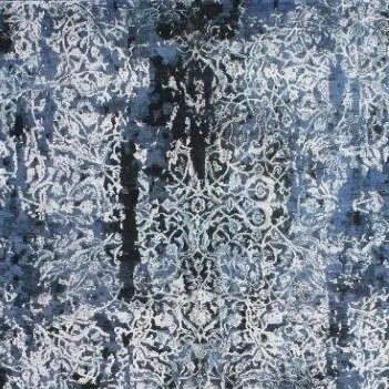 Sapphire Double Hand Knotted Wool & Silk Rug Veg Dye India (350 x 250)cm, sapphire contemporary rug, close-up detail 1