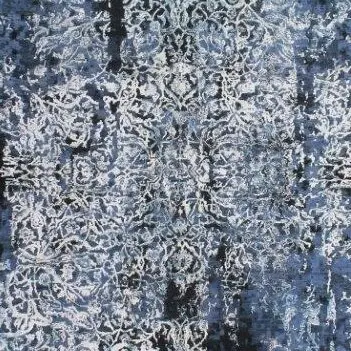 Sapphire Double Hand Knotted Wool & Silk Rug Veg Dye India (350 x 250)cm, sapphire contemporary rug, close-up detail 2