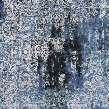 Sapphire Double Hand Knotted Wool & Silk Rug Veg Dye India (350 x 250)cm, sapphire contemporary rug, close-up detail 3