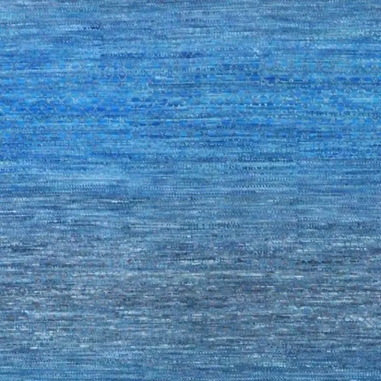 Deep Sky Blue Contemporary Designer Rug Double Hand Knotted NZ Wool Veg Dye Area (365 x 273) cm, sky blue contemporary rug, close-up detail 1