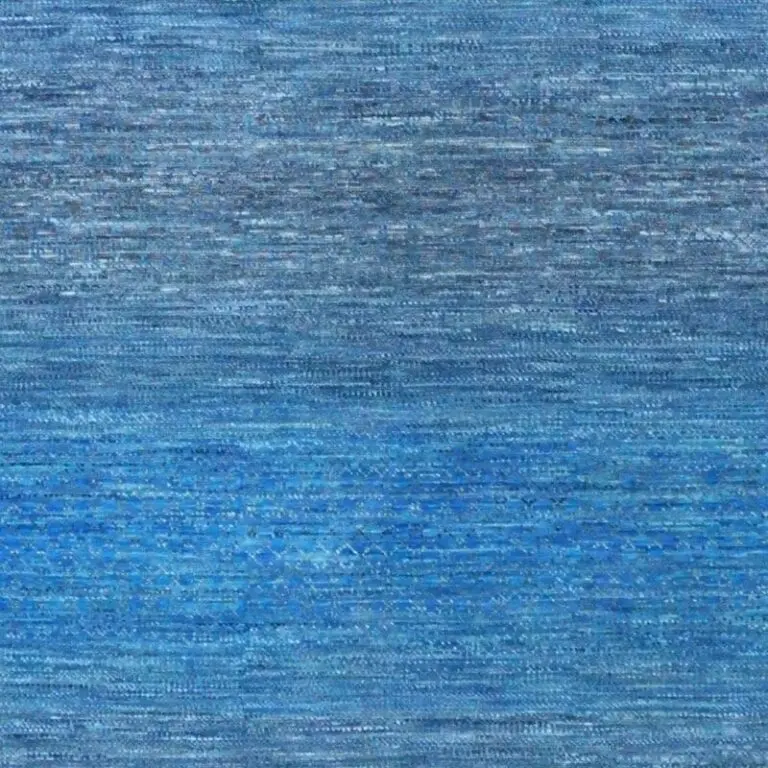 Deep Sky Blue Contemporary Designer Rug Double Hand Knotted NZ Wool Veg Dye Area (365 x 273) cm, sky blue contemporary rug, close-up detail 2