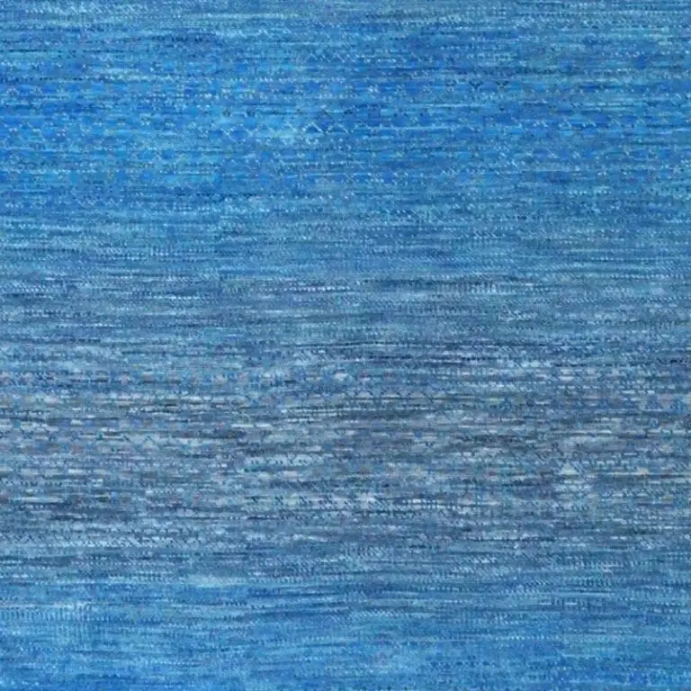 Deep Sky Blue Contemporary Designer Rug Double Hand Knotted NZ Wool Veg Dye Area (365 x 273) cm, sky blue contemporary rug, close-up detail 3