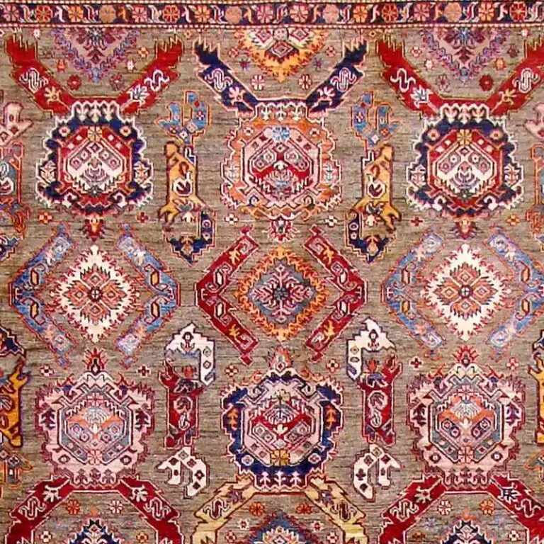 Tan Super Kazak Fine NZ Handspun Wool Rug German Dye Afghan(305 x 249)cm, tan super kazak rug, close-up detail 1