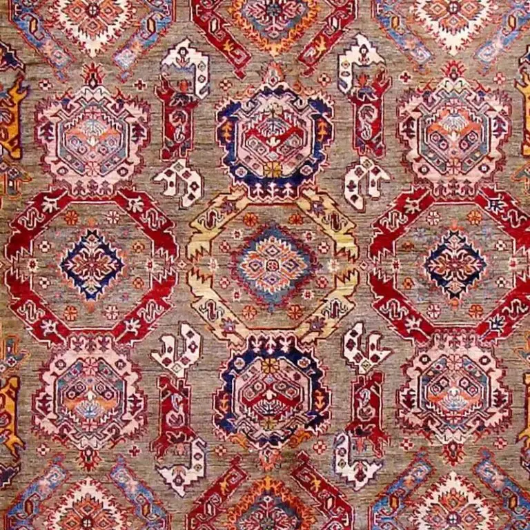 Tan Super Kazak Fine NZ Handspun Wool Rug German Dye Afghan(305 x 249)cm, tan super kazak rug, close-up detail 2