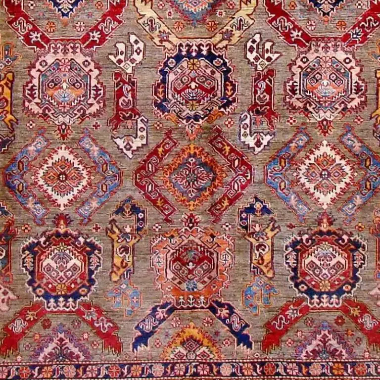 Tan Super Kazak Fine NZ Handspun Wool Rug German Dye Afghan(305 x 249)cm, tan super kazak rug, close-up detail 3