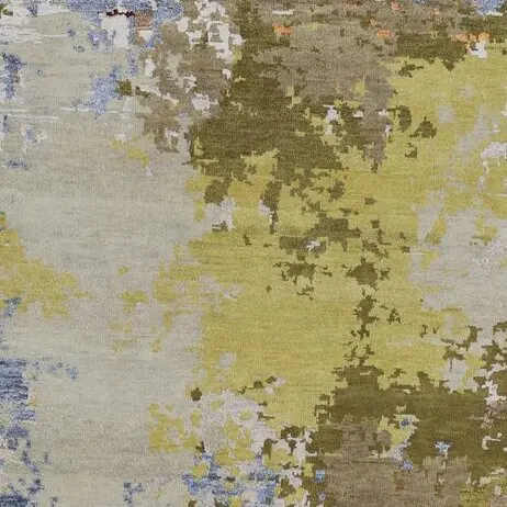 Abstract Rug Hand knotted Harmony Wool & bamboo Silk Veg Dye India (345×255)cm, abstract harmony wool rug, close-up detail 2