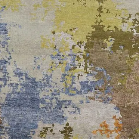 Abstract Rug Hand knotted Harmony Wool & bamboo Silk Veg Dye India (345×255)cm, abstract harmony wool rug, close-up detail 3