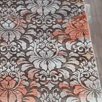 Hand Knotted Rug, Acanthus leafWool& Bamboo Silk Veg Dye India (209×140)cm, acanthus leaf design rug, close-up detail 3