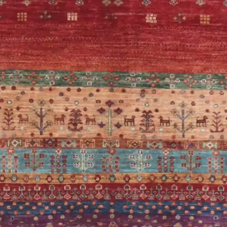 Gabbeh Rug, afghan animal gabbeh rug, close-up detail 1