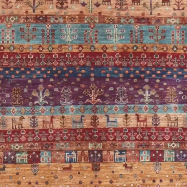 Gabbeh Rug, afghan animal gabbeh rug, close-up detail 2