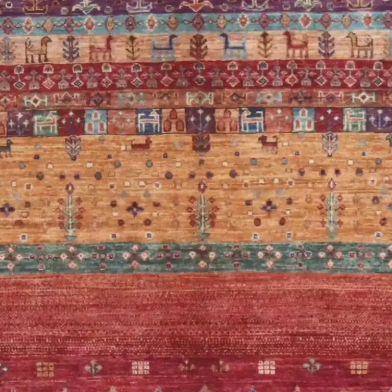 Gabbeh Rug, afghan animal gabbeh rug, close-up detail 3