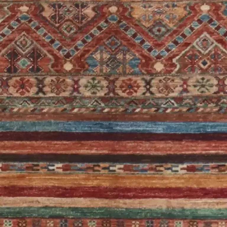 Saddle Rug, afghan tribal saddle rug, close-up detail 1
