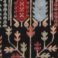 Asphalt Black Runner Hand Knotted NZ Wool Veg Dye Afghan (419 x 72), asphalt black afghan runner, close-up detail 1